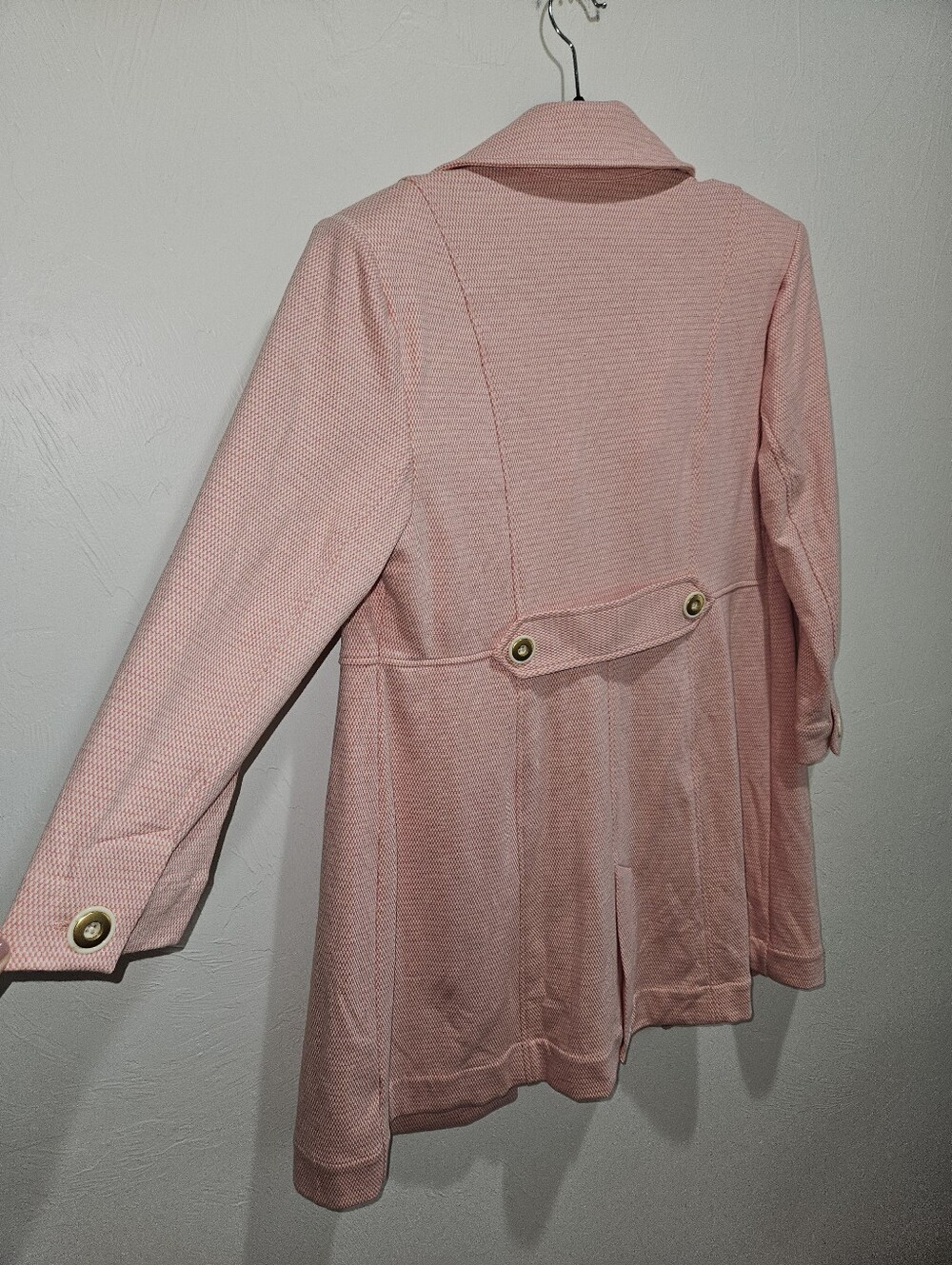 Cabi Take Peacoat 5 Topper Peachy Pink Textured Knit Gold Toned buttons - Picture 9 of 13